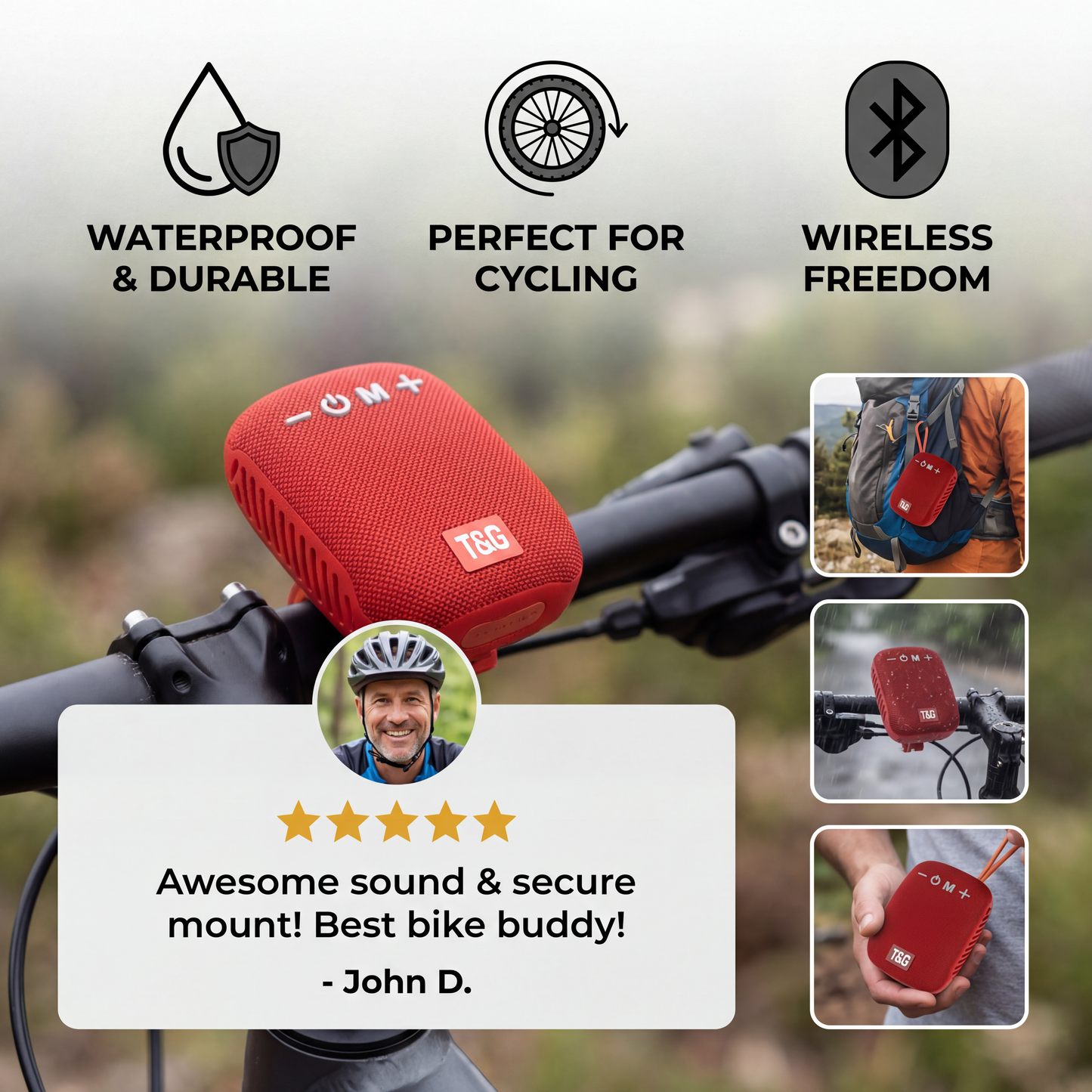 Wireless Bluetooth Speaker – Waterproof & Perfect for Cycling