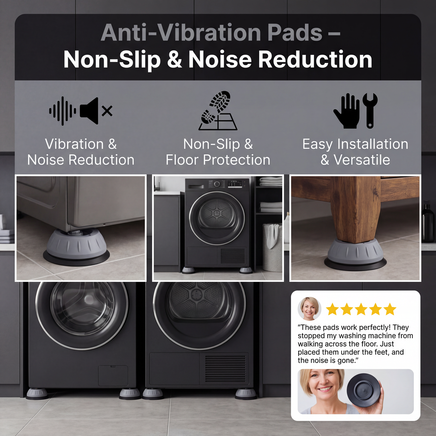 Anti-Vibration Pads for Washing Machine – Non-Slip & Noise Reduction