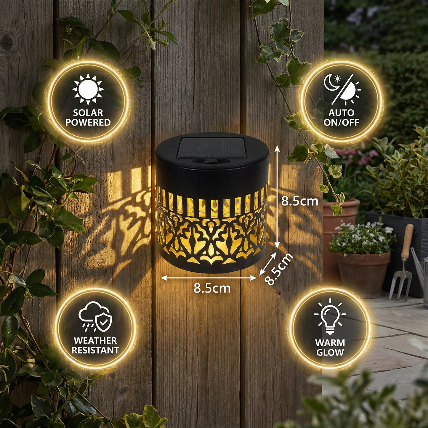 LED Solar Mandala Wall Light – Outdoor Light for Garden, Fence & Patio