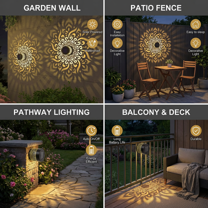 LED Solar Mandala Wall Light – Outdoor Light for Garden, Fence & Patio