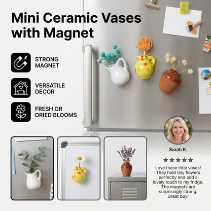 Mini Ceramic Vases with Magnet – Stylish Decoration for Fridge and Home