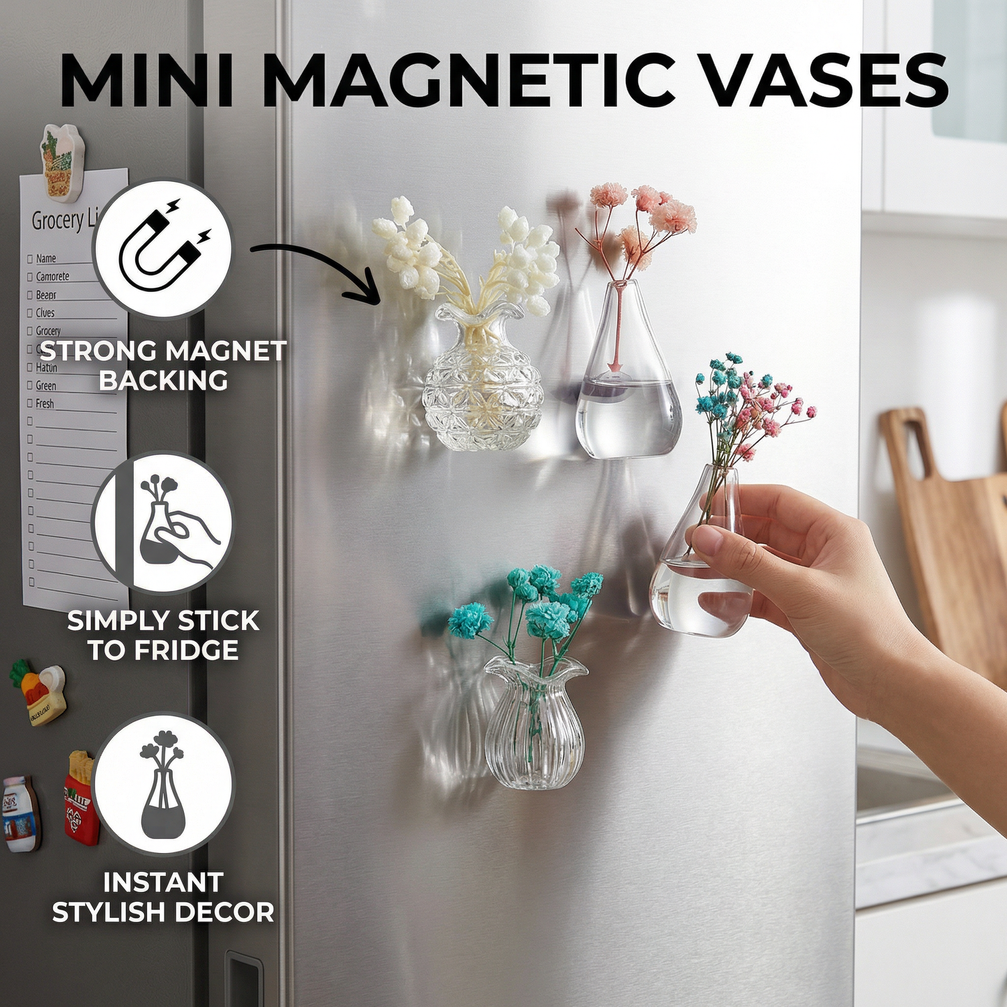 Mini Ceramic Vases with Magnet – Stylish Decoration for Fridge and Home