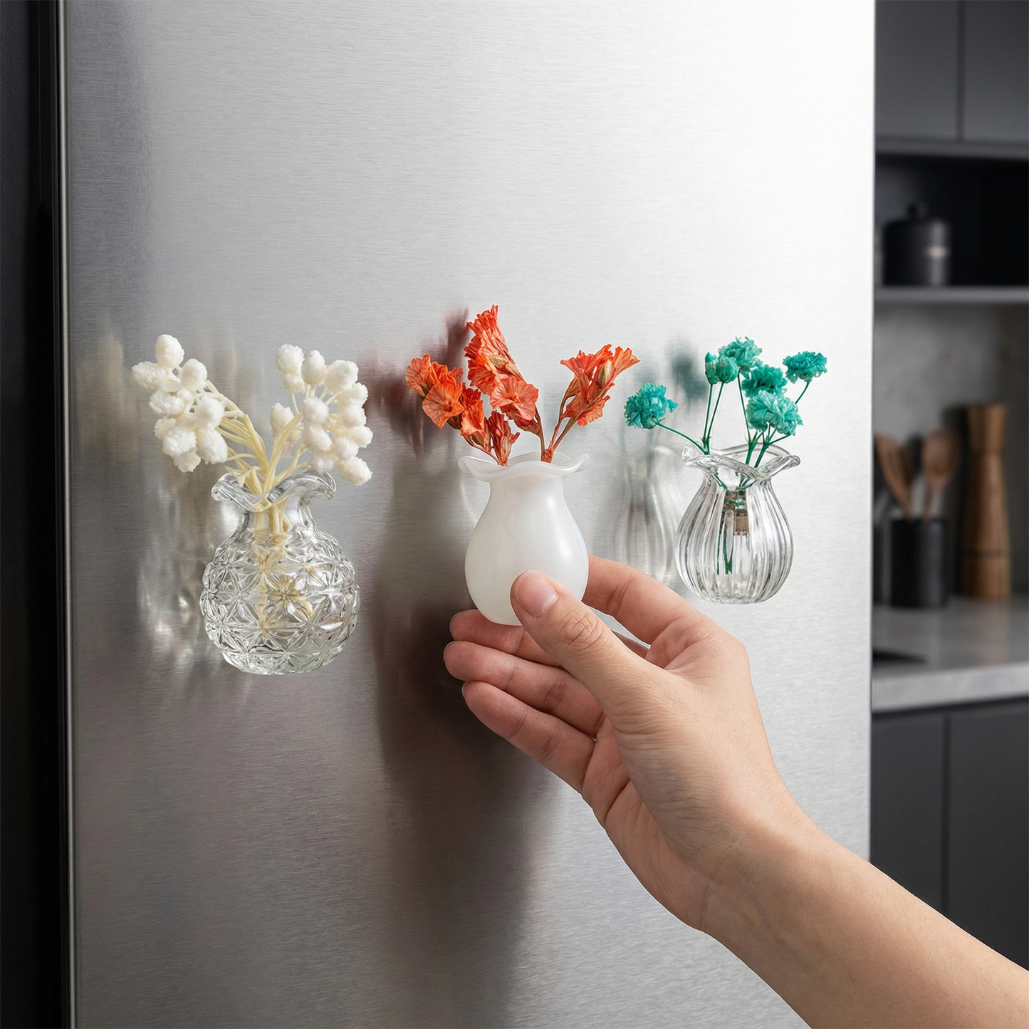 Mini Ceramic Vases with Magnet – Stylish Decoration for Fridge and Home