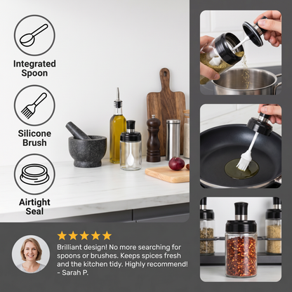 Spice Jar with Spoon & Brush – Practical Kitchen Mini Container