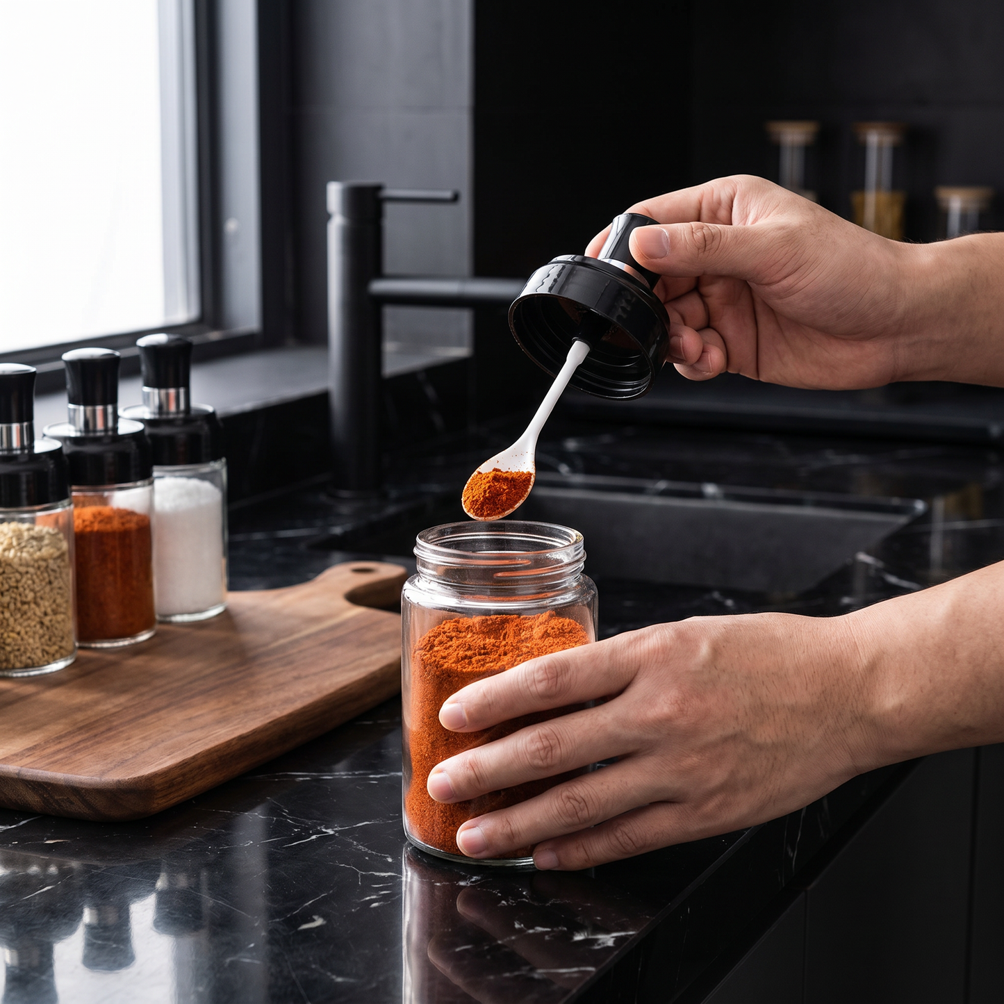Spice Jar with Spoon & Brush – Practical Kitchen Mini Container