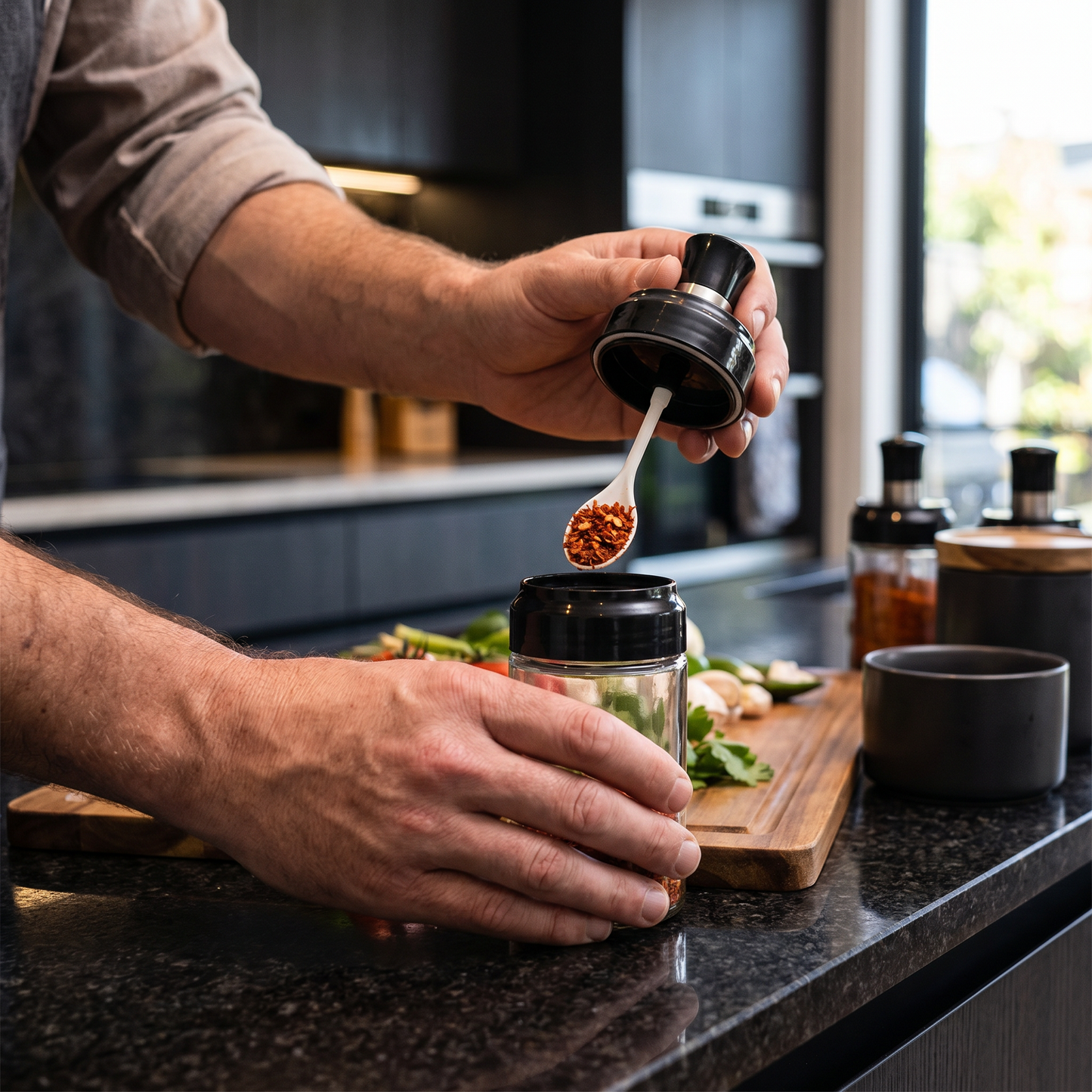 Spice Jar with Spoon & Brush – Practical Kitchen Mini Container