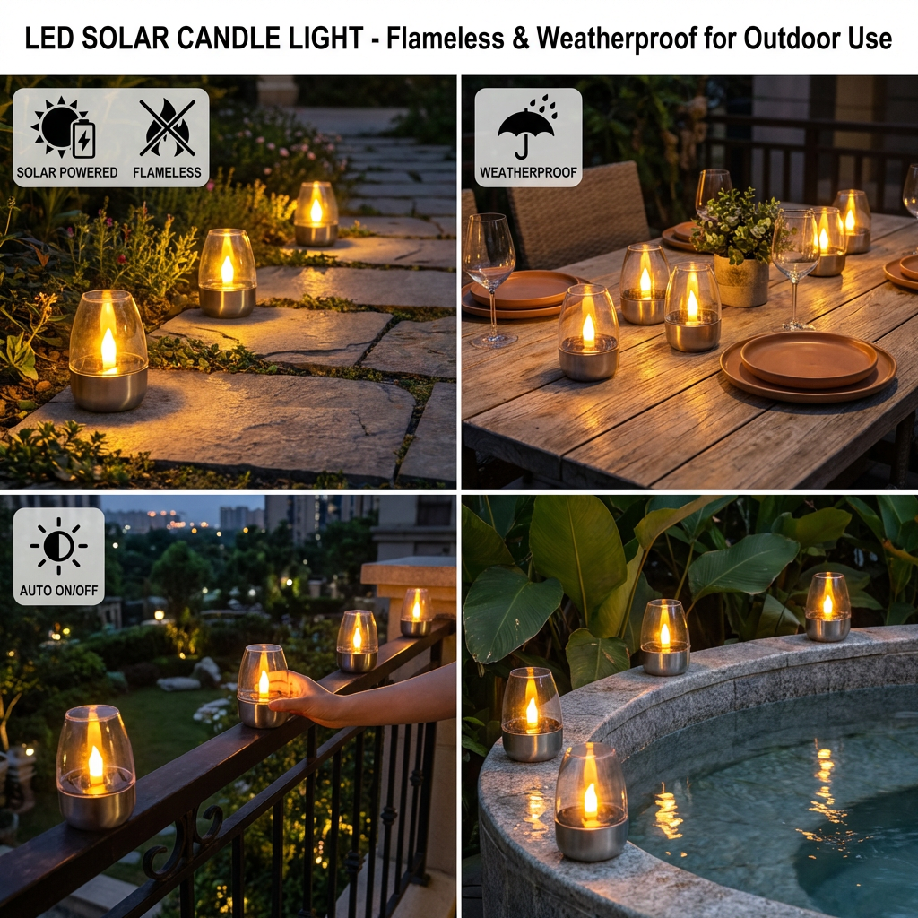 LED Solar Candle Light – Flameless & Weatherproof for Outdoor Use