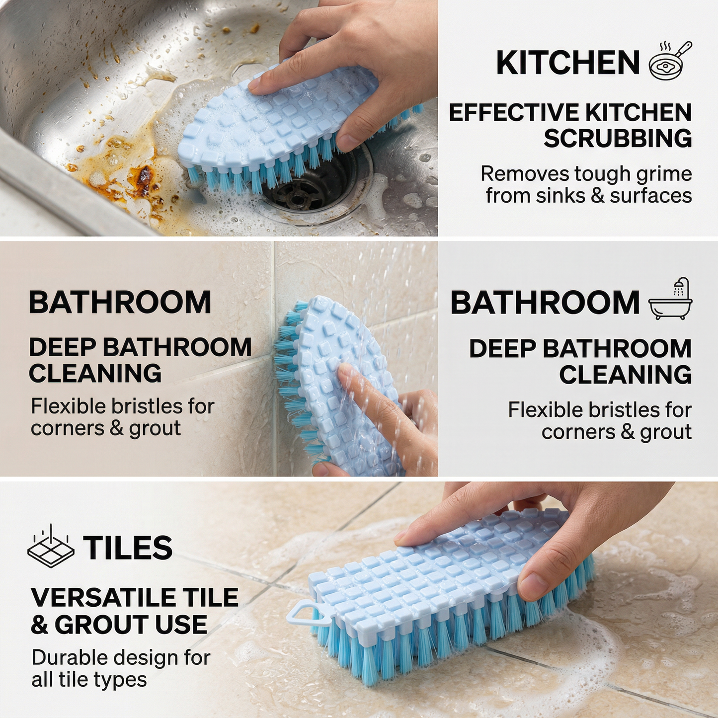 Multifunctional Cleaning Brush – Flexible Household Brush for Kitchen, Bathroom and Tiles