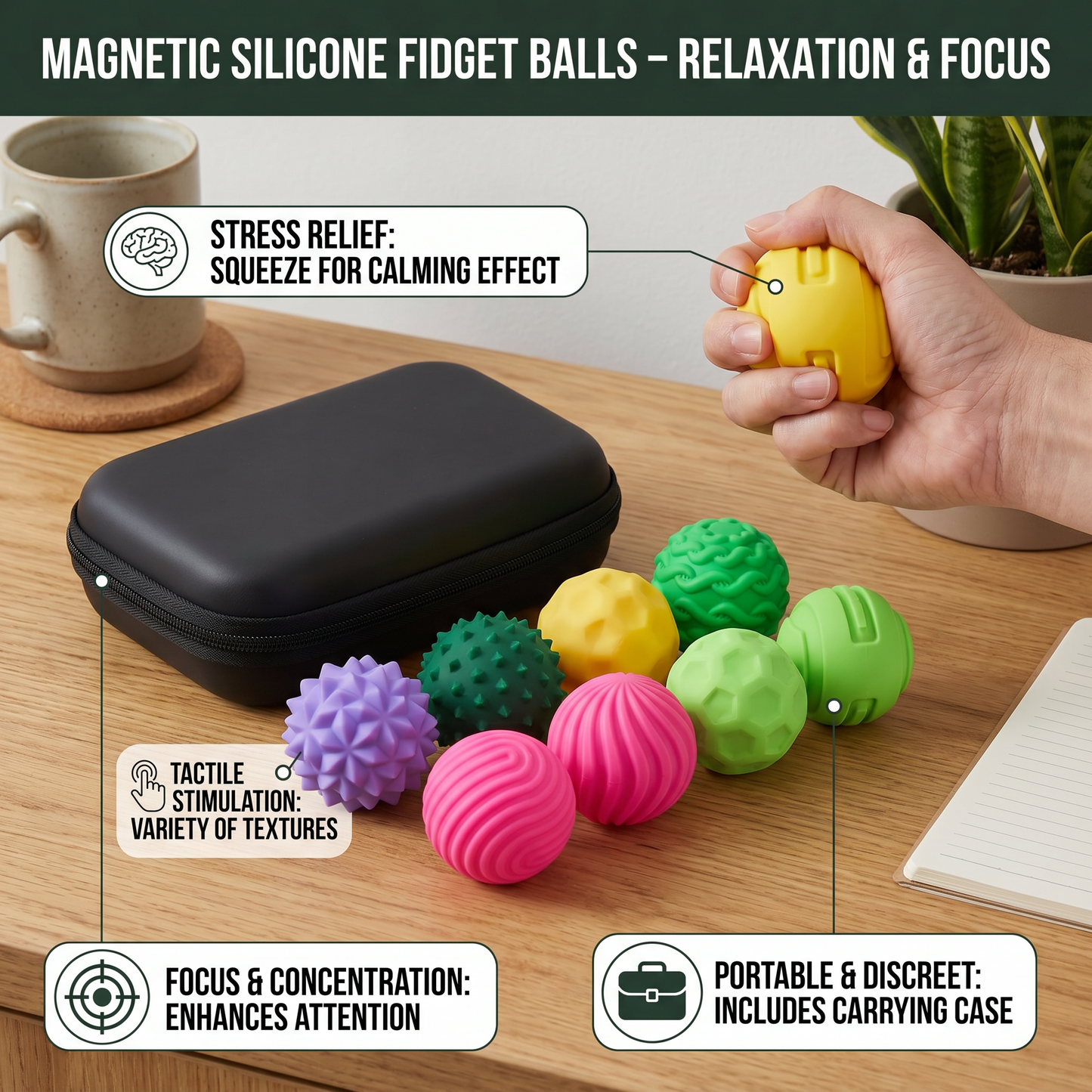 Magnetic Silicone Balls – Sensory Fidget Toy for Stress Relief and Relaxation