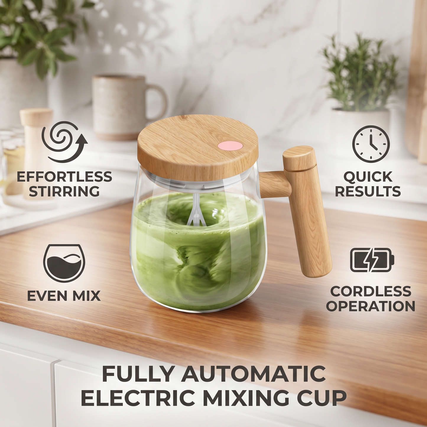 Fully Automatic Electric Mixing Cup – Practical Cup for Effortless and Even Stirring of Drinks & Mixtures