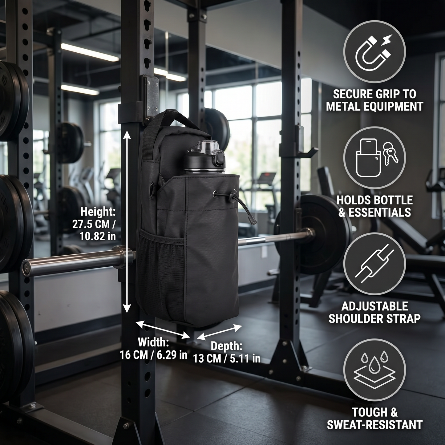 Magnetic Water Bottle Holder Bag with Strong Grip for Gym and Active Use