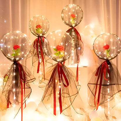 Magical Led Balloon with Eternal Rose