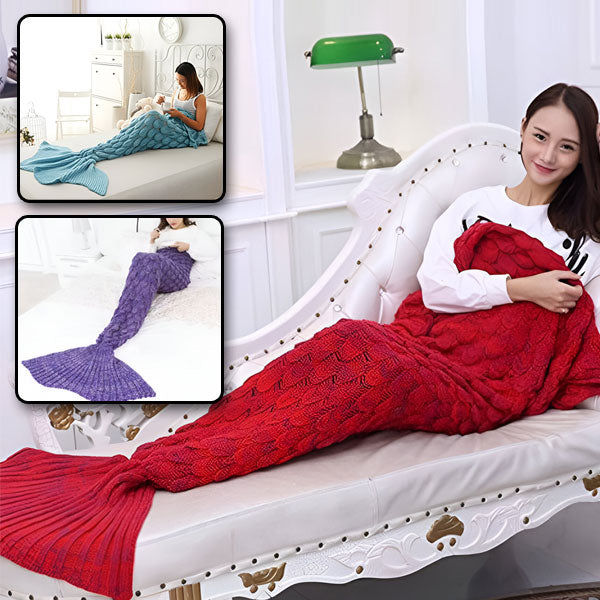 Knitting Blanket in the Shape of a Mermaid