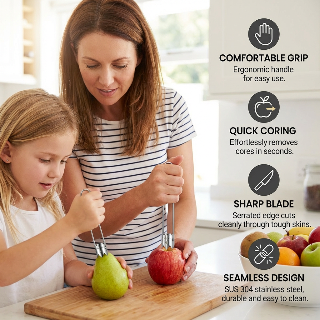 Stainless Steel Fruit Corer – Multifunctional Tool for Easily Removing Cores from Fruits & Vegetables