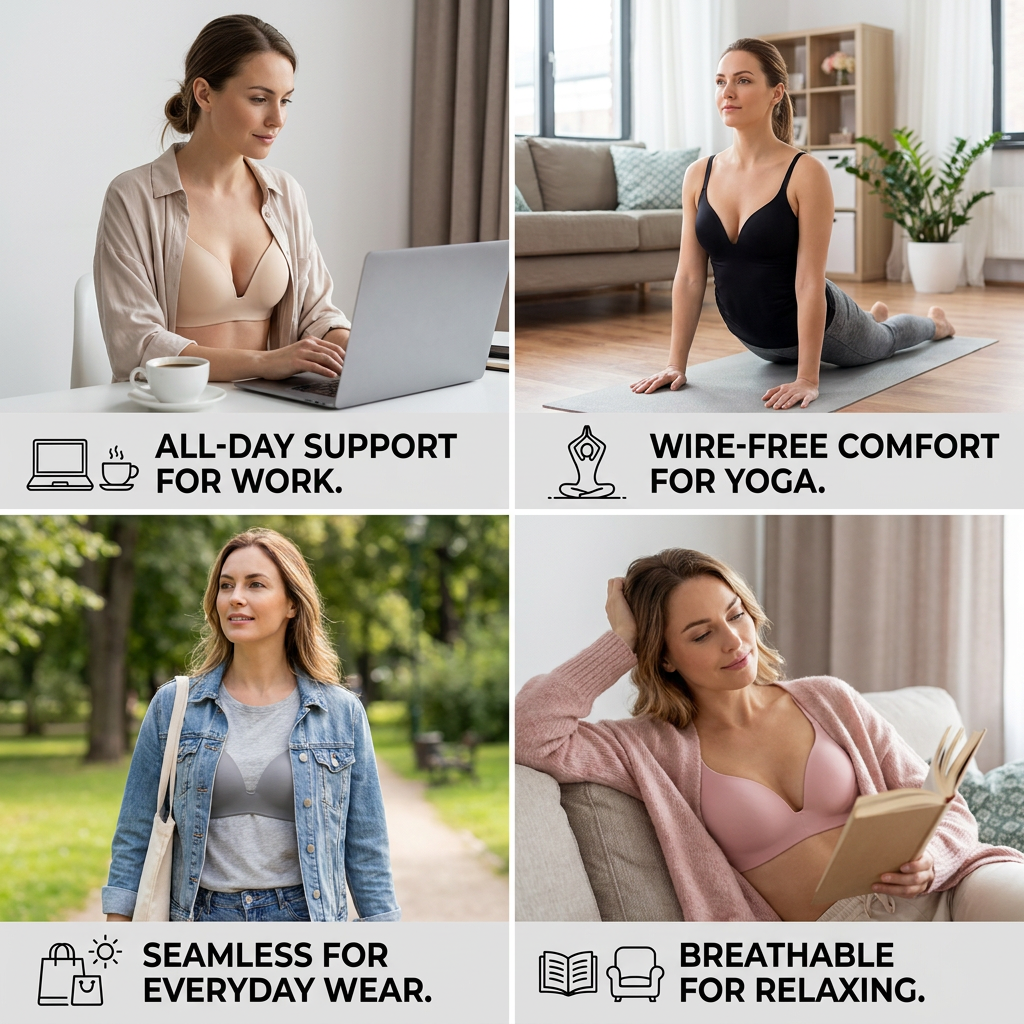 Seamless Push-Up Bra – Wire-Free, Breathable and Supportive with Triangle Cups