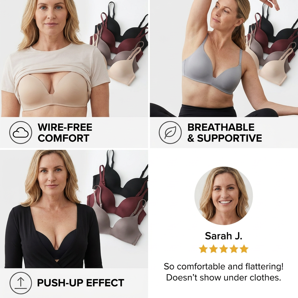 Seamless Push-Up Bra – Wire-Free, Breathable and Supportive with Triangle Cups