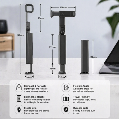 Travel Phone Holder – Foldable and Adjustable Stand for Comfortable Use On the Go