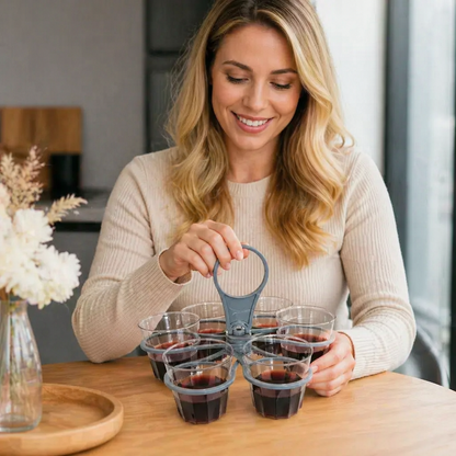 Foldable, Rotating Cup Holder – with 6 slots for glasses & cups, ideal for on the go