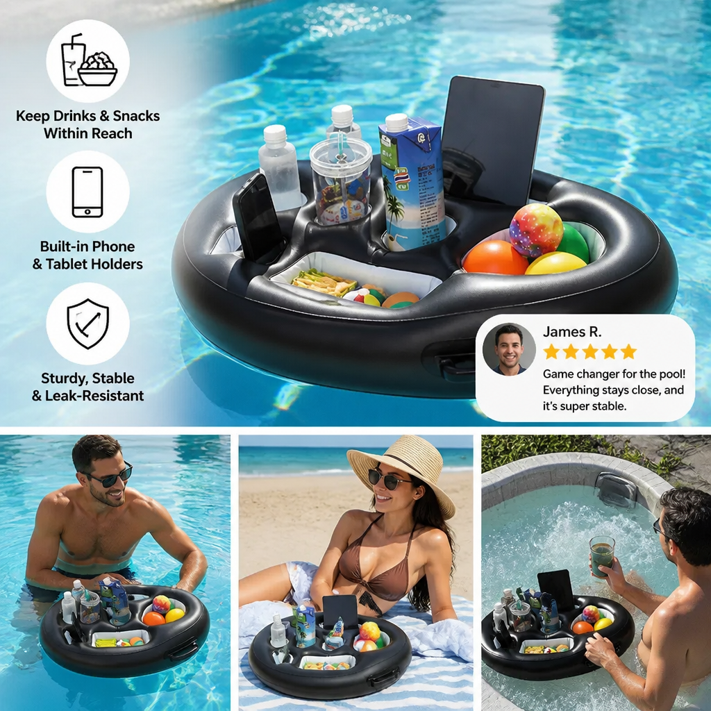 Inflatable Drink Holder – Multifunctional Tray for Drinks & Snacks