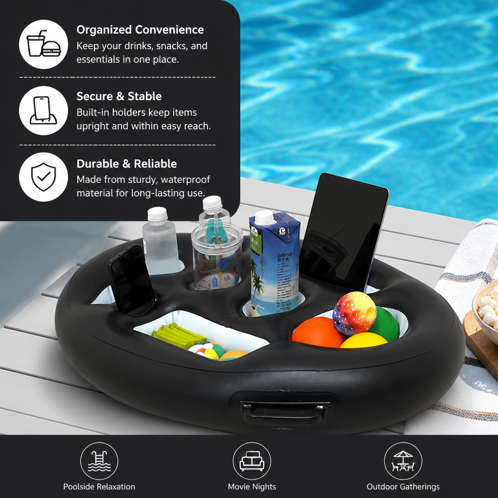Inflatable Drink Holder – Multifunctional Tray for Drinks & Snacks