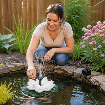 Solar-Powered Lotus Fountain – Floating Garden Fountain for Pool & Pond