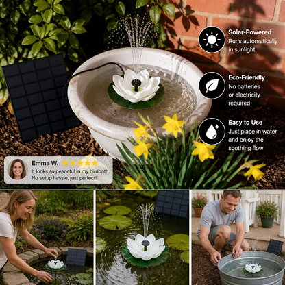 Solar-Powered Lotus Fountain – Floating Garden Fountain for Pool & Pond