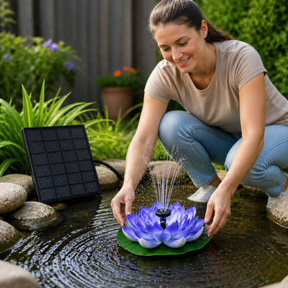 Solar-Powered Lotus Fountain – Floating Garden Fountain for Pool & Pond