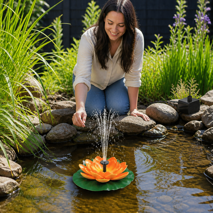 Solar-Powered Lotus Fountain – Floating Garden Fountain for Pool & Pond
