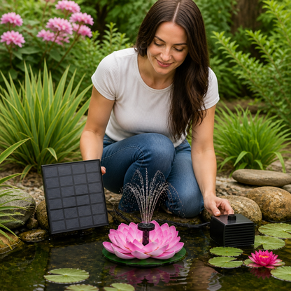 Solar-Powered Lotus Fountain – Floating Garden Fountain for Pool & Pond