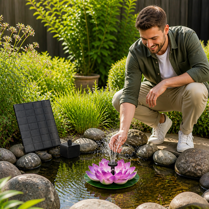 Solar-Powered Lotus Fountain – Floating Garden Fountain for Pool & Pond