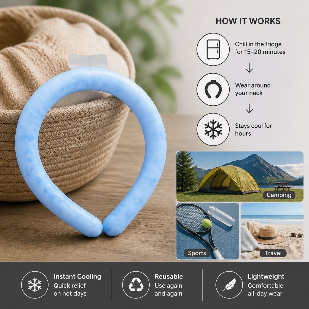 Self-Cooling Neckband – Reusable Cooling Band for Hot Days, Sports & Outdoor Use
