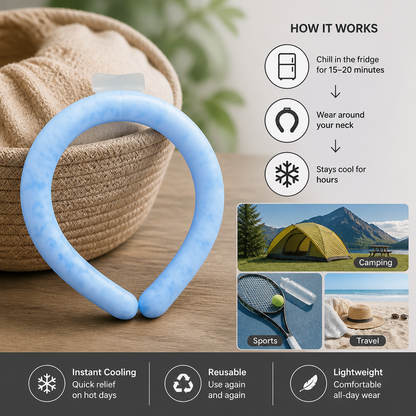 Self-Cooling Neckband – Reusable Cooling Band for Hot Days, Sports & Outdoor Use