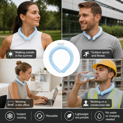 Self-Cooling Neckband – Reusable Cooling Band for Hot Days, Sports & Outdoor Use