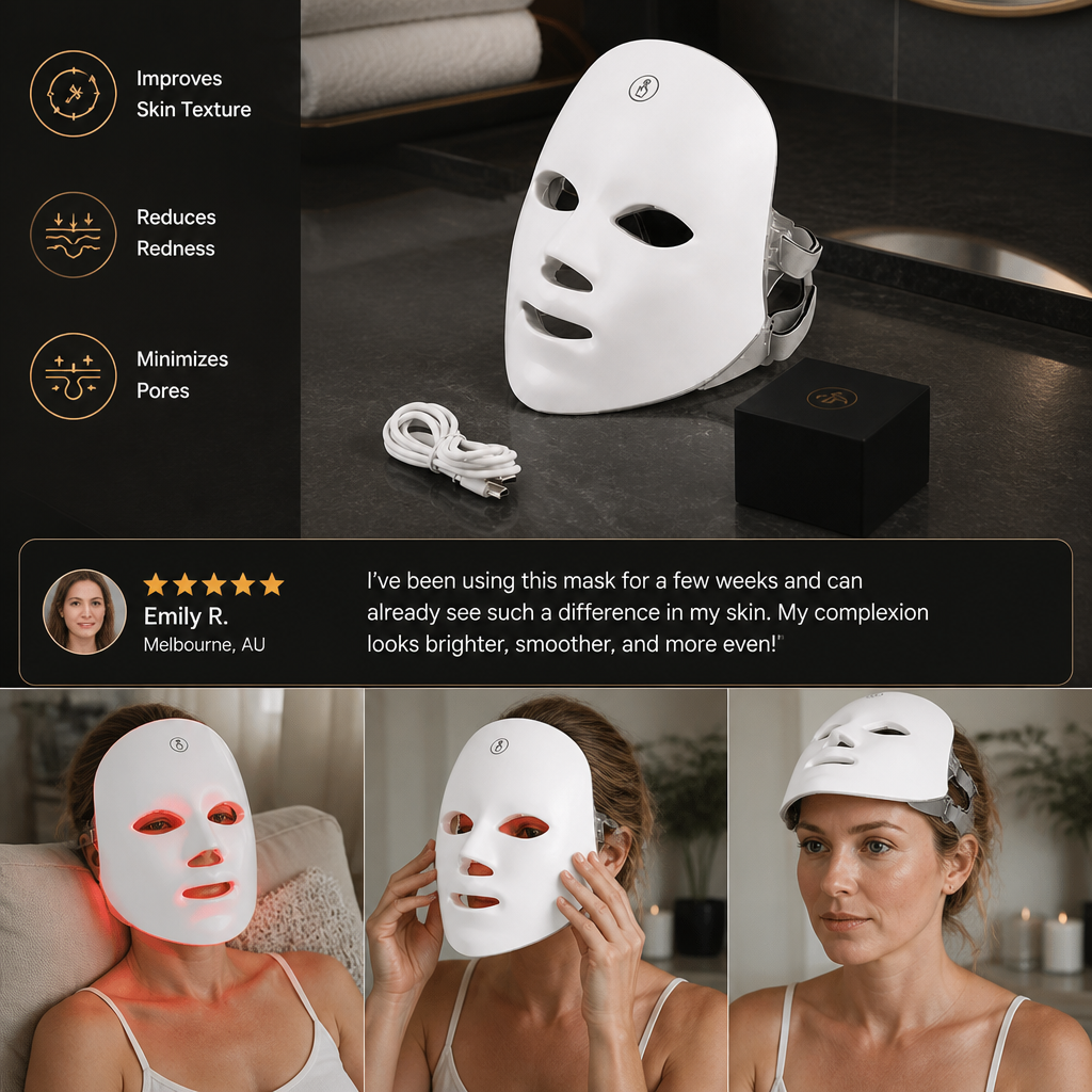 LED Face Mask – Professional Light Therapy for Skin Rejuvenation at Home