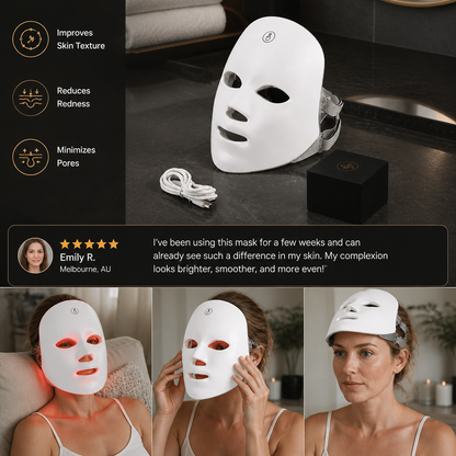 LED Face Mask – Professional Light Therapy for Skin Rejuvenation at Home