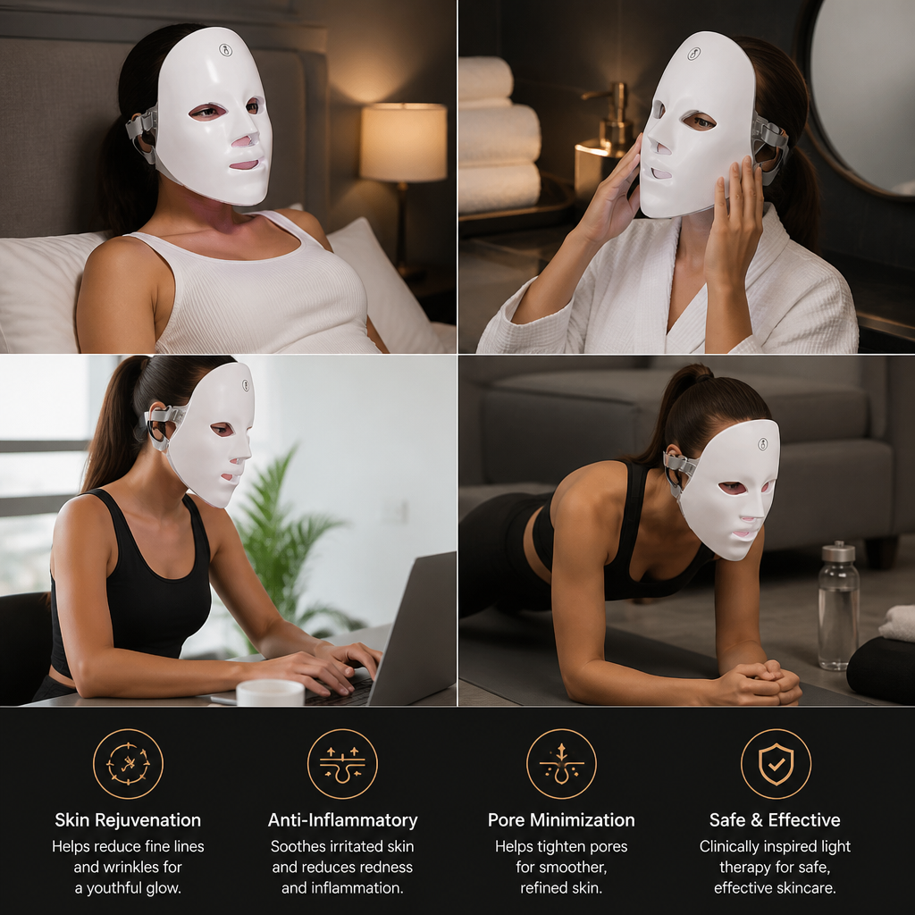 LED Face Mask – Professional Light Therapy for Skin Rejuvenation at Home
