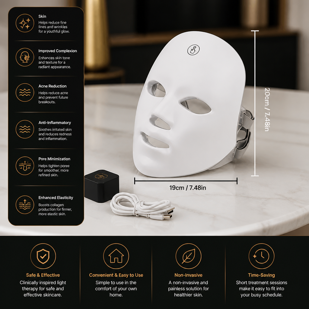 LED Face Mask – Professional Light Therapy for Skin Rejuvenation at Home