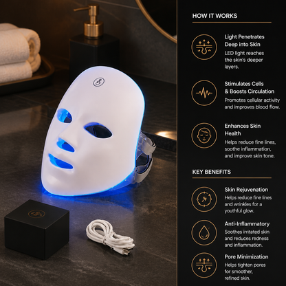 LED Face Mask – Professional Light Therapy for Skin Rejuvenation at Home