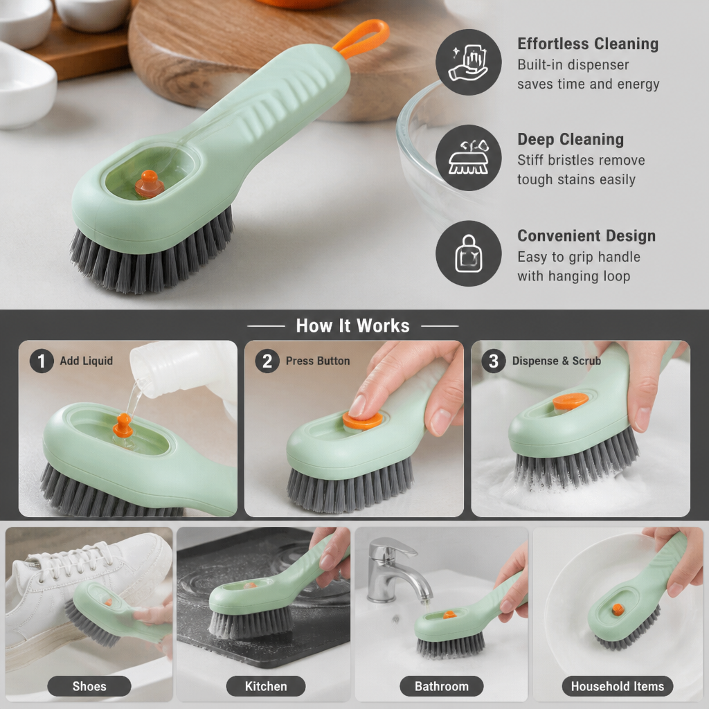Multifunctional Cleaning Brush – With Integrated Liquid Dispenser for Versatile Applications
