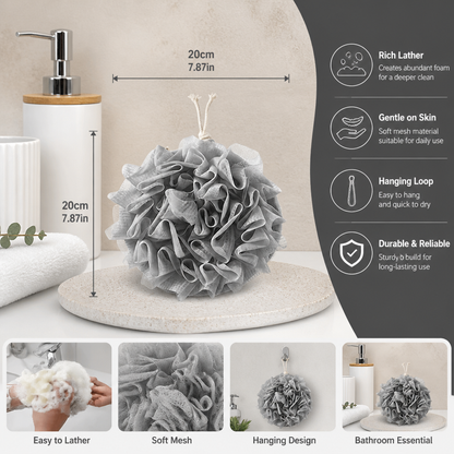 Practical bath sponge with drawstring – for extra foam and gentle skin cleansing