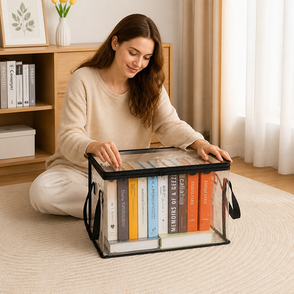 Transparent Storage Box (2 pieces) – Foldable Organizer Against Dust & Clutter