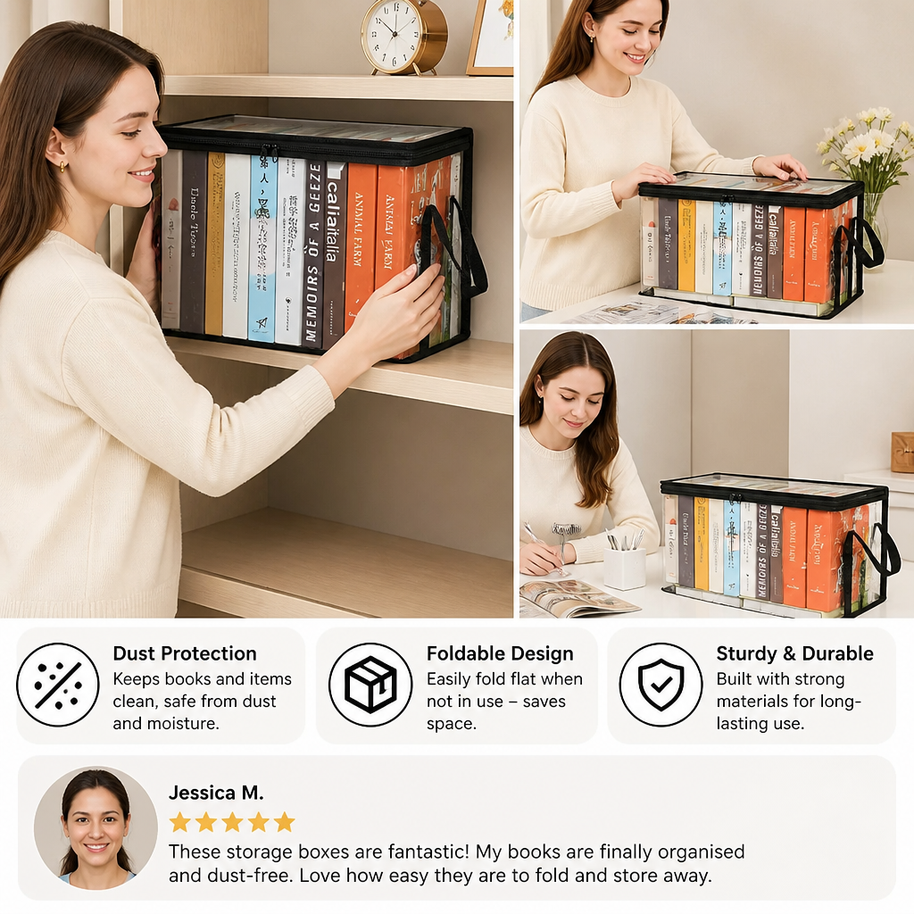 Transparent Storage Box (2 pieces) – Foldable Organizer Against Dust & Clutter