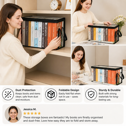 Transparent Storage Box (2 pieces) – Foldable Organizer Against Dust & Clutter