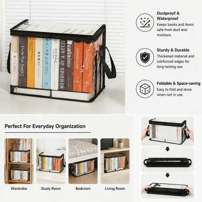 Transparent Storage Box (2 pieces) – Foldable Organizer Against Dust & Clutter