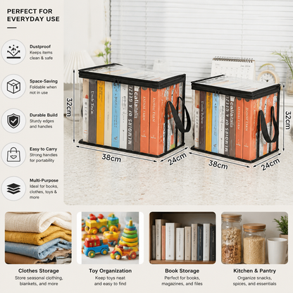 Transparent Storage Box (2 pieces) – Foldable Organizer Against Dust & Clutter