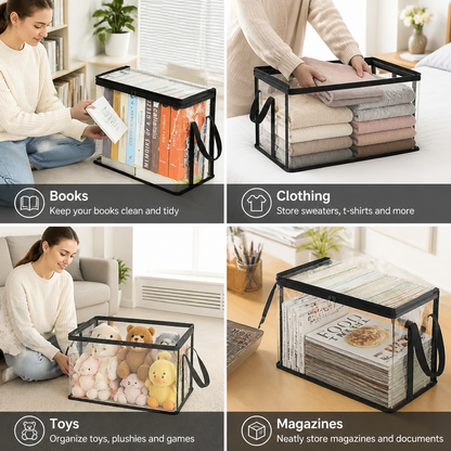 Transparent Storage Box (2 pieces) – Foldable Organizer Against Dust & Clutter