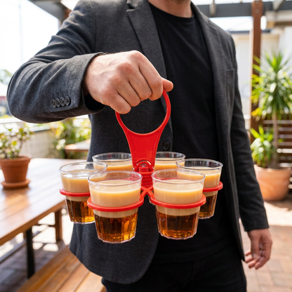 Foldable, Rotating Cup Holder – with 6 slots for glasses & cups, ideal for on the go