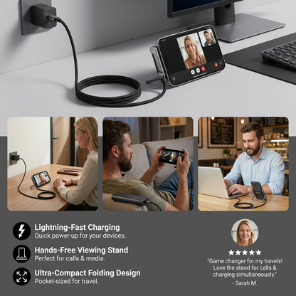 2-in-1 Foldable Fast Charging Cable & Phone Stand