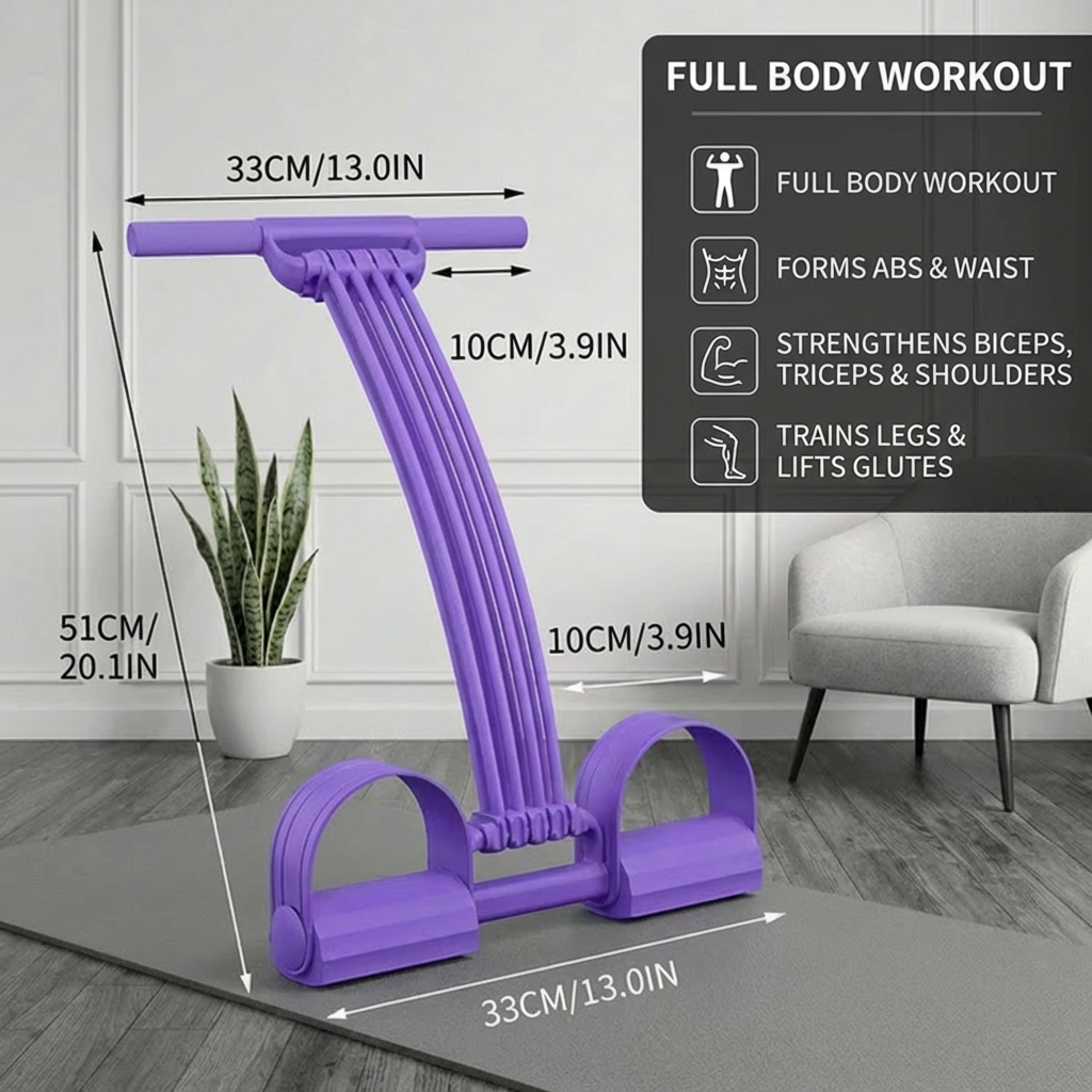 All-in-one resistance band with foot pedals – for full body workouts