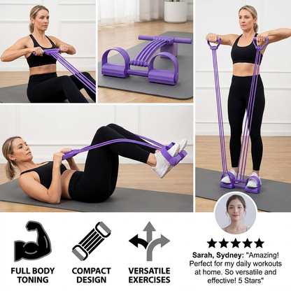 All-in-one resistance band with foot pedals – for full body workouts